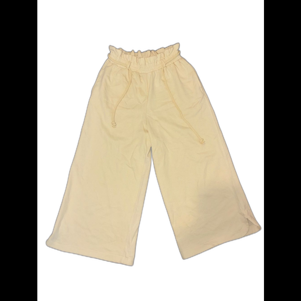 H&M Wide Leg Paperbag Waist Pants Medium Cream Ivory Cotton